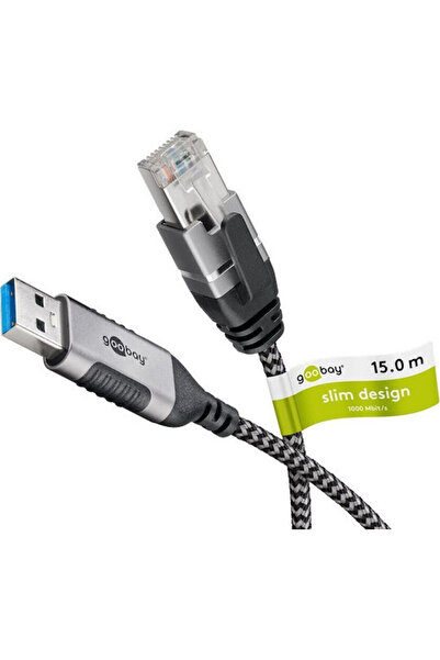 goobay Καλώδιο USB 3.0 15μ. Τύπου A αρσενικό σε RJ45, Ασημί (74400)