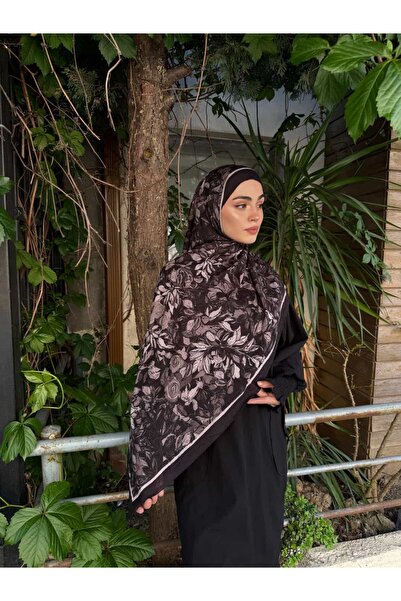ARZU SEMA Novera Pattern Black Bamboo Crush Shawl 75X185 cm