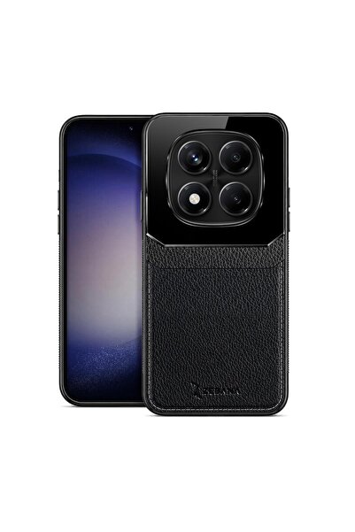 Zebana Xiaomi Redmi Note 15 Pro Plus 5G Uyumlu Kılıf Lens Deri Kılıf Siyah