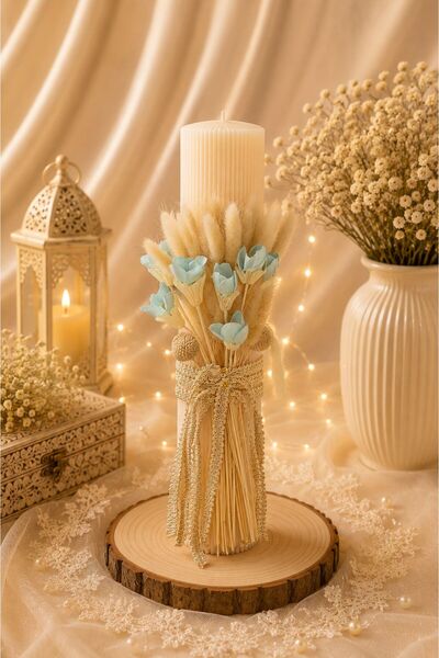 BUTERFLYMODEM Lumânare de Botez Blue Blossom