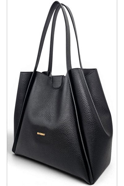 Evident Black, Soft Textured, Casual, Puppy-Style, Large Volume, Shopper, Women's Shoulder Bag