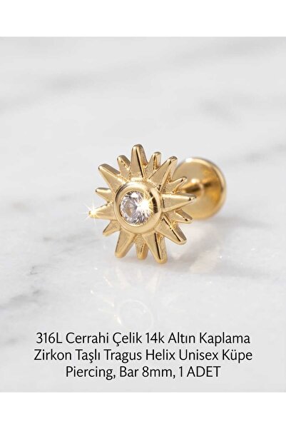 Lunexa 316L Cerrahi Çelik Altın Kaplama Kararmaz Alerji Yapmaz Zirkon Taş Fig...