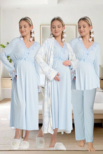 venera Cotton Organic 4-Piece Maternity Pajamas, Dressing Gowns and Nightgown...