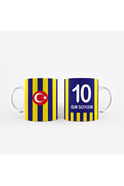Neonpleksi Sarı Lacivert Çubuklu Forma Tasarımlı Kişiye Özel Baskılı Hediye K...