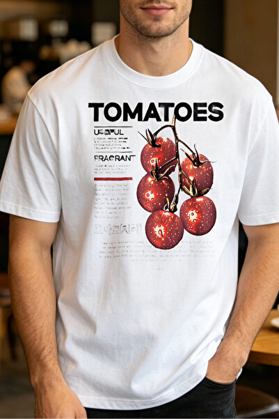 Fleck Casual Style T Shirts For Men Tomatoes Plant Label Design Mens Printed ...
