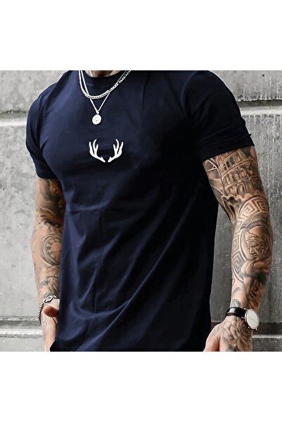Relaxed Fit Sporty Grafik Baskılı V Yaka Tişört