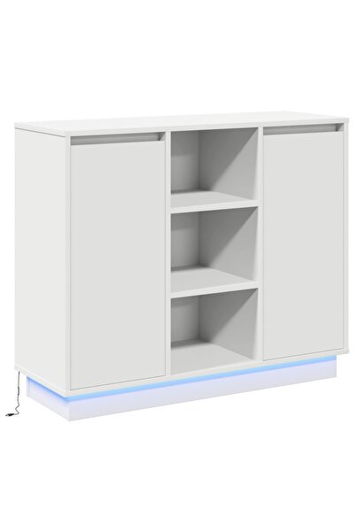 vidaxl Bufet LED Alb 90 x 32 x 75 cm Lemn compozit
