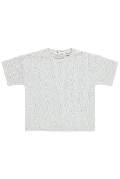 Civil Boys Striped Textured T-Shirt for 10-13 Years Old - White