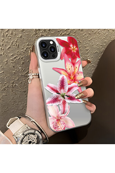 SLIMFELT iPhone 14 Pro Max Uyumlu Güzel Çiçek Baskılı, Sade ve Şık, Şok Emici...