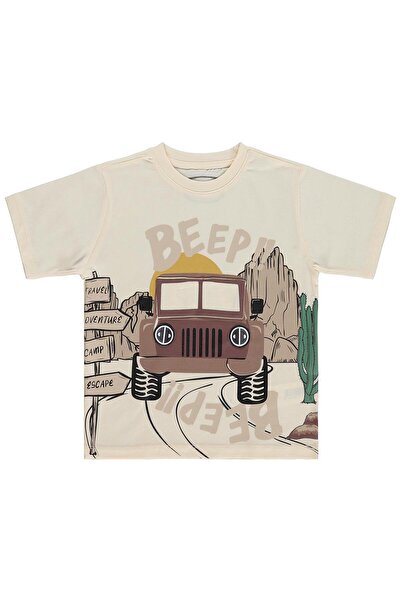 Civil Boys Tricou cu imprimeu Beep Truck pentru copii de 2-5 ani - Ecru
