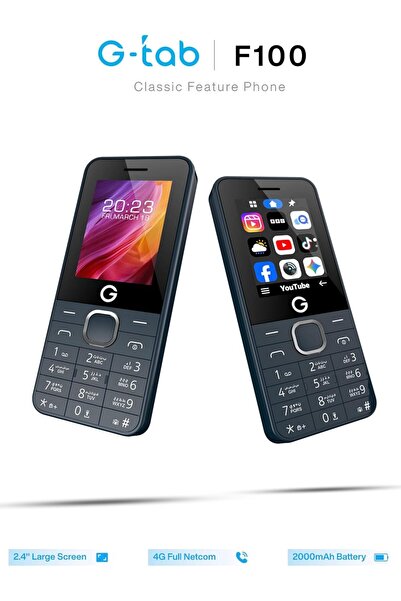g-tab F100 4G Dual SIM Feature Phone with 2.4" Display, 2000mAh Battery (Navy Blue)