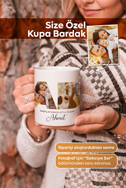 Dekopix Kişiye Özel BABA Yazılı Fotoğraflı Kupa Bardak – Resimli Kolaj Kupa |...