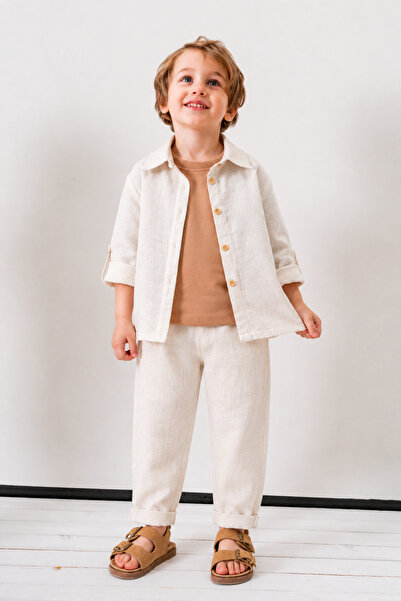Jikko Baby Boy's Shirted Muslin 3-Piece Set 3724