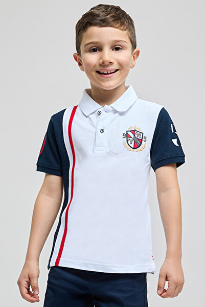 R&B Color Block Polo T-Shirt with Short Sleeves