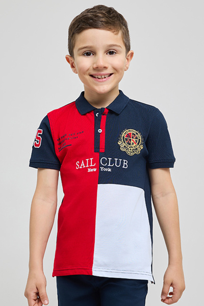 R&B Color Block Polo T-Shirt with Short Sleeves