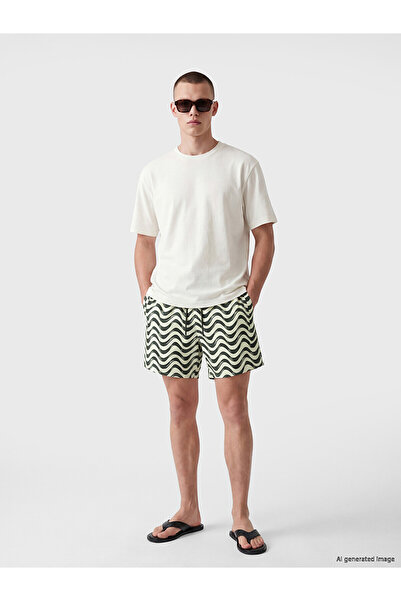 LC Waikiki Nevavm Short Length Patterned Men's Swim Shorts with Difference