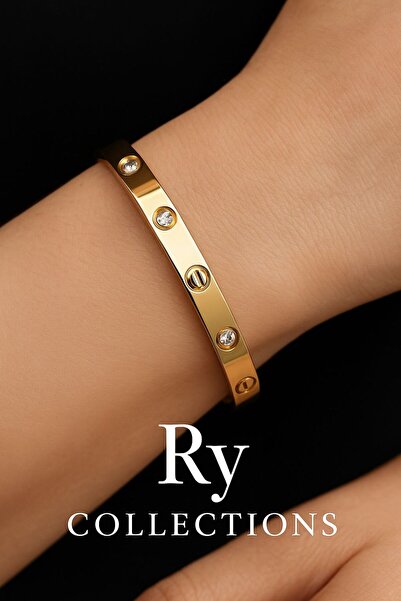 rycollections سوار ذهبي اللون من الفولاذ المقاوم للصدأ 316L