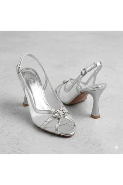 KİNDEP (Park Moda) Stone Detailed Heeled Open Toe Women's Evening Dress Shoes...