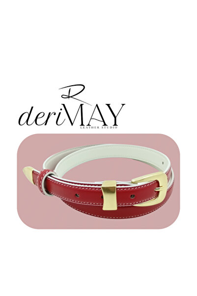 DERİMAY Women's Minimal Elegant Gold Three-Part Buckle Curved 2 cm Double Col...