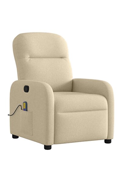 vidaxl Fotoliu rabatabil de masaj, crem, material textil