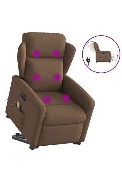 vidaxl Fotoliu electric de masaj rabatabil cu ridicare, maro, textil