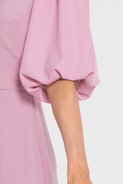 Made of Emotion Rochie midi cu mâneci bufante și decolteu în V - pudraș