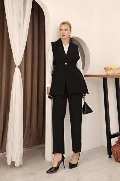 MODAELA Set de două piese: vestă elegantă cu două rânduri de nasturi și panta...