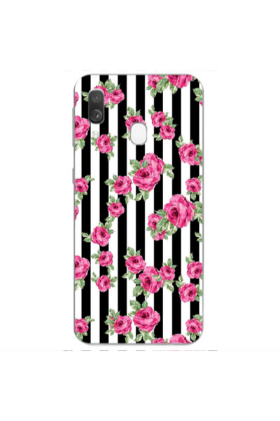 Other Samsung A40 Roses and black line Transparent Silicone TPU Θήκη