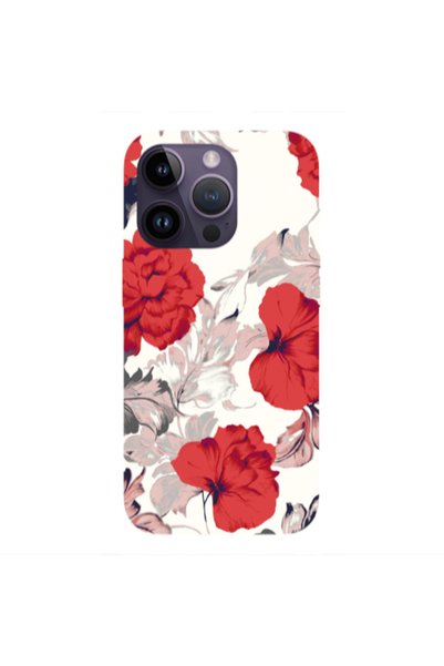 Other Apple iPhone 14 Pro Red Flowers Transparent Silicone TPU Θήκη