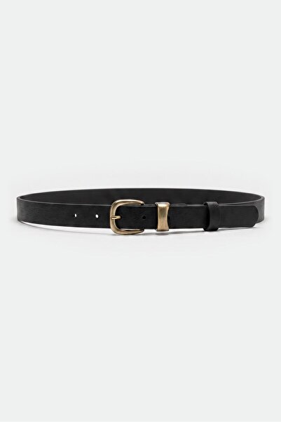 GIESTO Antique Gold Buckle Black Belt
