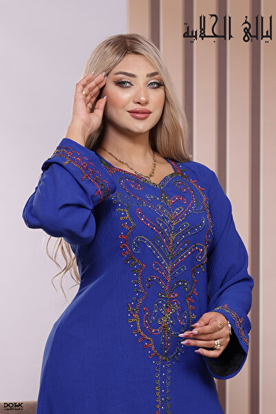 Lyaly aljlabyh Embroidered Cold-Rolled Crepe Crepe Jalabiya (Ma-Jalabiya) Sum...