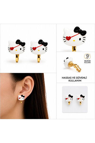 synshop Hello Kitty Figured Cat Clip Earrings for Non-Pierced Ears Cute Minim...