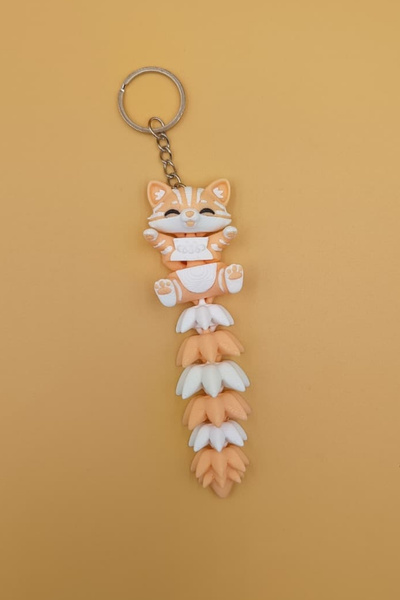 Rodopiva Long Tail Series Cat Figurine Movable Keychain (Large Size-12Cm) - Bag Ornament Charm