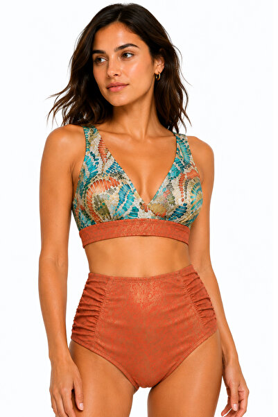İYİBU Set de bikini premium cu talie înaltă pentru femei, costum de baie eleg...