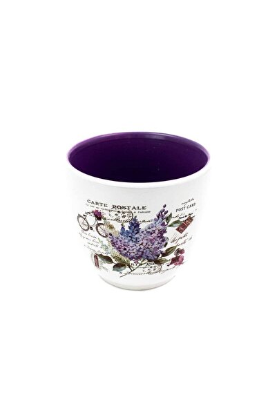 OEM Ghiveci flori Din Ceramica Cu Interiorul Colorat Mov