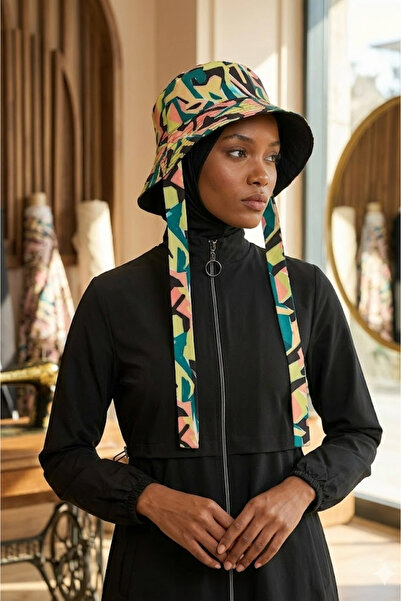 İKSUN Patterned Tie-Up Beach Bucket Hijab Hat