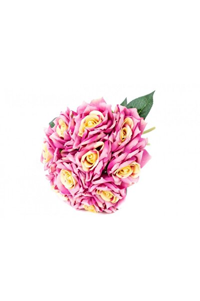 OEM Flori Artificiale Buchet 10 Trandafiri Legati Roz Cu Galben
