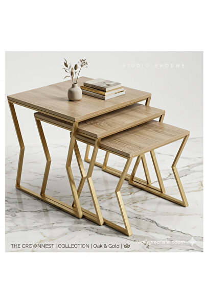 luxino Coffee table set Nesting Coffee Table Set of 3 Pices, Round Coffee, wo...