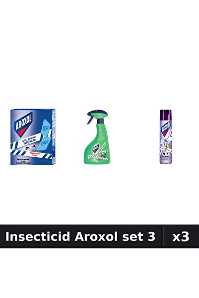 Aroxol Set 3 Insecticid - Pastile 30 buc, Spray 400ml, 250ml - Protecție Casă