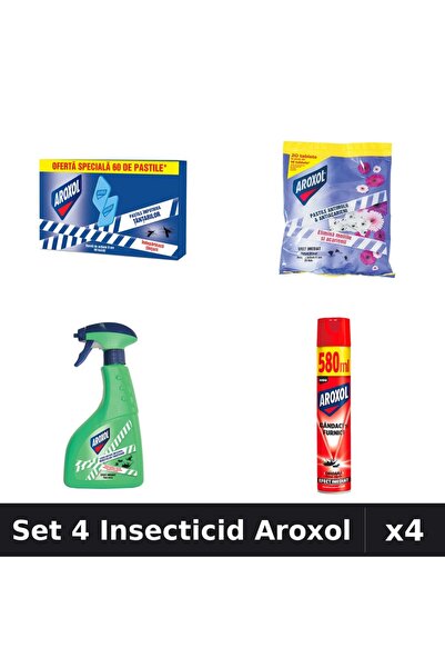 Aroxol Set 4 Produse Anti-Insecte - Pastile/Spirale Anti-Insecte Aroxol, Spra...