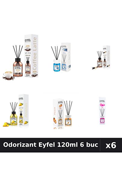 Eyfel Set 6 Odorizante Camera Betisoare 120ml - 6 Arome Asortate Parfum