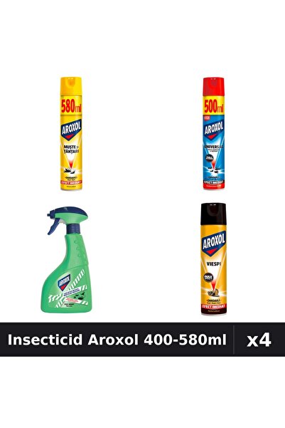 Aroxol Set 4 Spray Insecticid 400ml, 500ml, 580ml - Anti Insecte Eficace