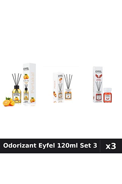 Eyfel Set 3 Odorizant Camera Betisoare 120ml - Portocala, Piersica, Red Dragon