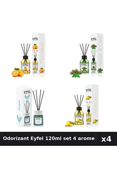 Eyfel Set 4 Odorizant Camera Betisoare 120ml - Portocala, Pin Menta, Angel, A...