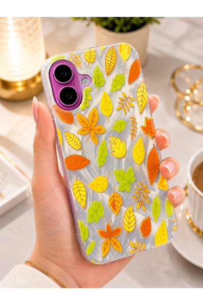 EDELFU iPhone 16 Compatible - Aurora Shiny Feather Pattern Silver Protective ...