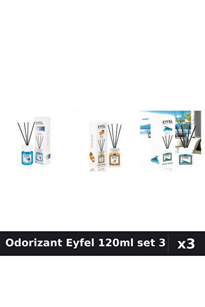 Eyfel Set 3 Odorizant Camera Betisoare 120ml - Cool Water, Ocean, Piersica