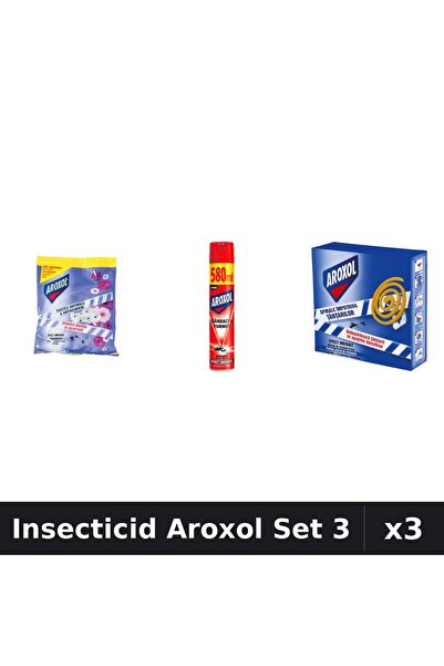 Aroxol Set 3 Spray și Pastile Anti-Insecte - 20+10 buc, 580ml - Protecție Efi...