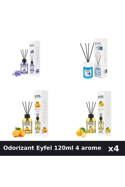 Eyfel Set 4 Odorizant Camera Betisoare 120ml - Lavanda, Cool Water, Portocala...