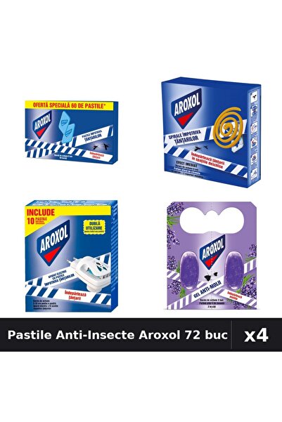 Aroxol Set 4 Pastile Anti-Insecte 72 buc - Protectie Gandaci, Tantari, Muste