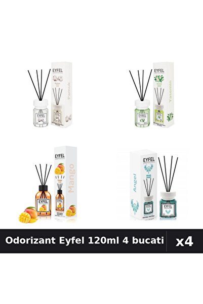 Eyfel Set 4 Odorizant Camera Betisoare 120ml - Angel, Bumbac, Iasomie, Mango